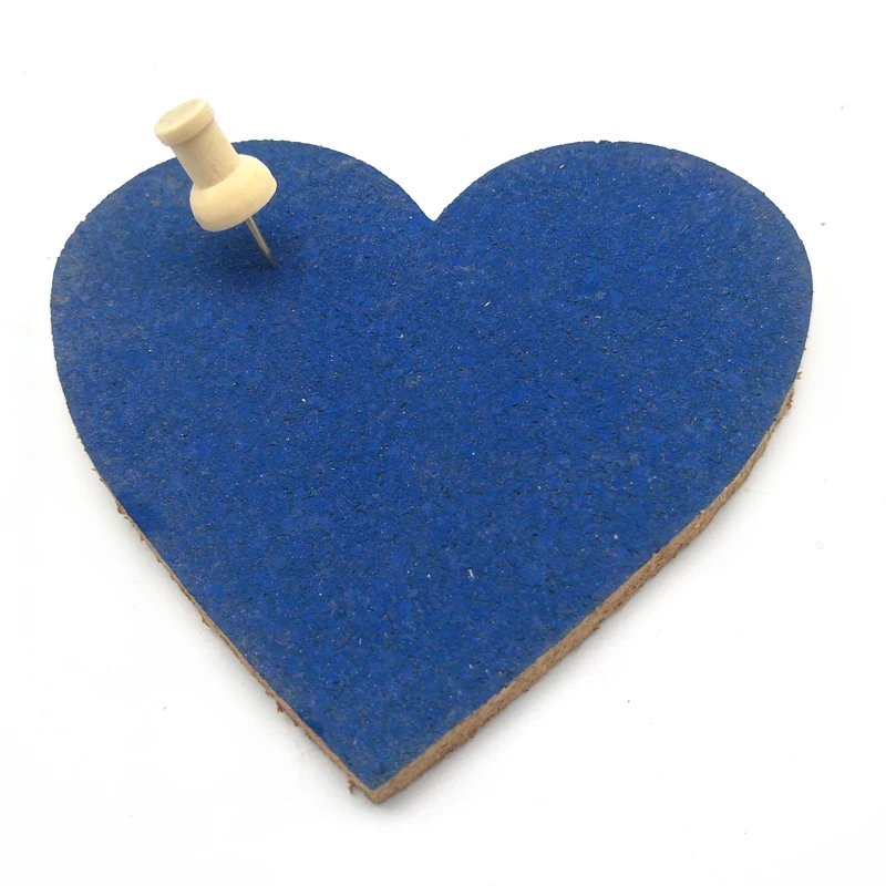 4pcs/set Heart Sharp Blue Cork Wood Message Board Phellem Cork Wooden Bulletin Board Single Soft Wood Wall with Sticker