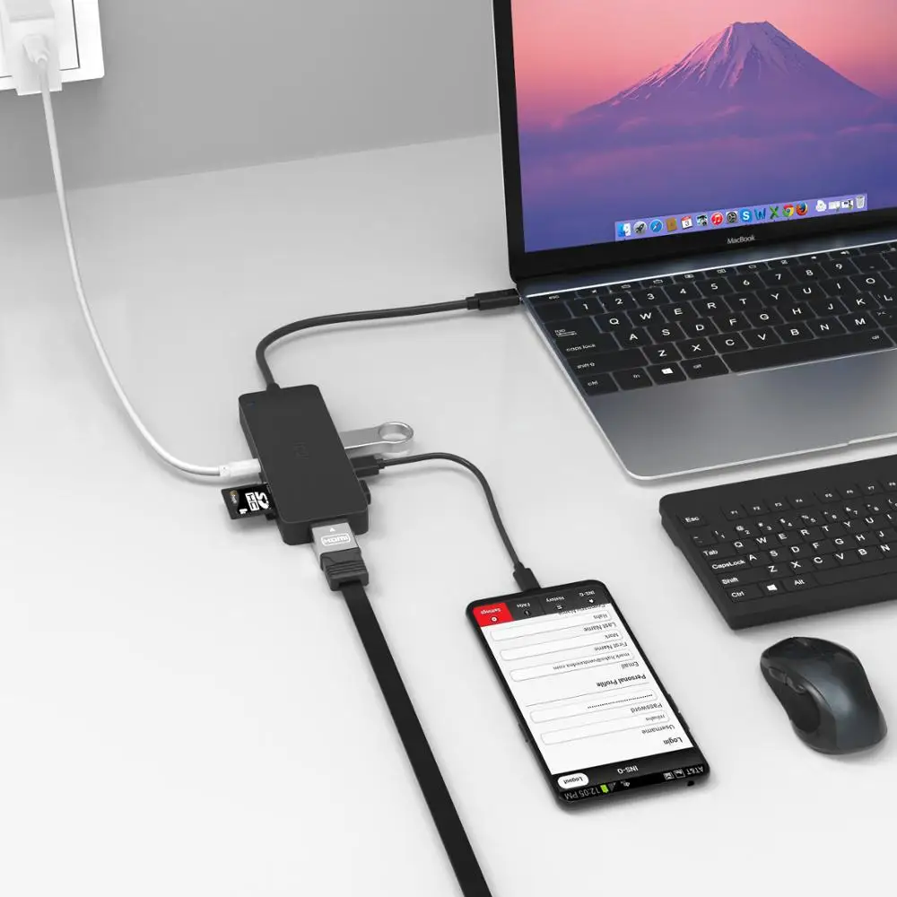 ICZI 7 في 1 USB C محور نوع C إلى 4 K HDMI ميناء 3 USB ميناء SD مايكرو قارئ البطاقات SD PD محول لأجهزة الكمبيوتر المحمول ماك بوك برو 2018