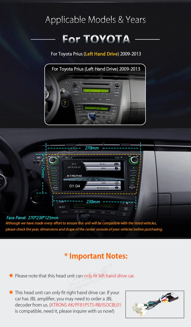 Excellent XTRONS 8 inch 2 din Car DVD Player GPS Navigation Radio USB Windows Ce For Toyota Prius Left Hand Drive 2009 2010 2011 2012 2013 1