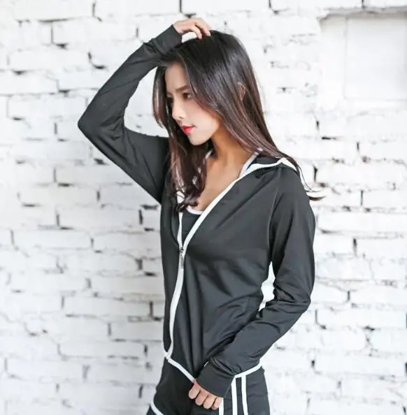 profession sportwear Women hooded sport jacket coat sport workout yoga running coat