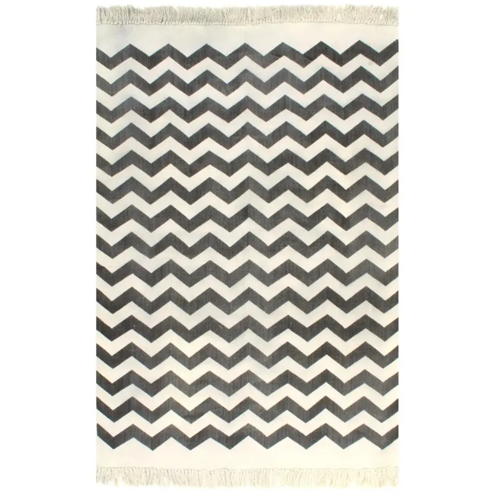 

EHOMEBUY Carpet New Kilim Rug Cotton 120x180 cm with Pattern Black/White Mat Simple Non-slip Mats European and America Style