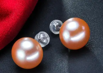 

charming10- 11mm south sea flat round gold pink pearl earring 18k