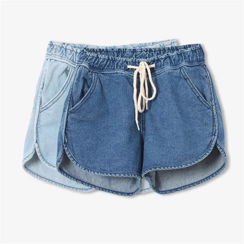 Высокое качество лето новая Повседневная мода сексуальная свободная сторона Сплит шнуровка с высокой талией женские джинсовые мини горячие пляжные шорты джинсы