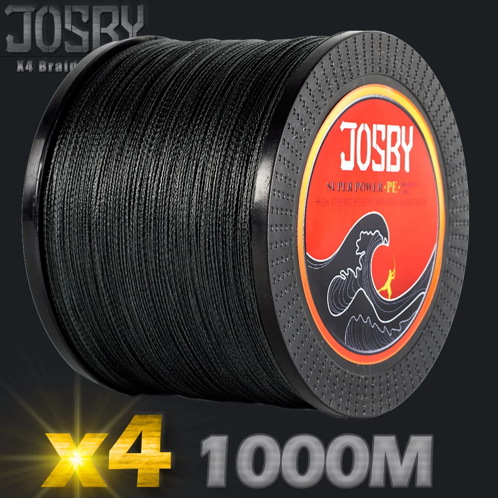 JOSBY PE плетеная рыболовная леска 1000 м 4 нити 100lb озеро многофиламентная проволока 4 нити тканая нить для ловли карпа