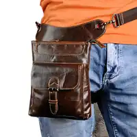 Men Oil Wax Leather First layer Cowhide Vintage Waist Leg Bag Fanny Pack Cross Body Messenger Shoulder Travel Riding