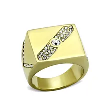 2017 anillo de oro para hombre forma cuadrada anillo de acero titanium inoxidable de acero de Grado Superior de Los Hombres Anillos de Plomo Libre de la Alergia Regalo Del Partido