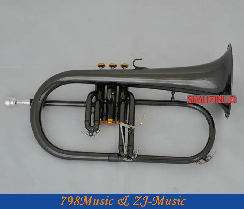 Профессиональные черные никелевые золотые монельные клапаны flugelhorn Bb Fluge Horn с чехлом