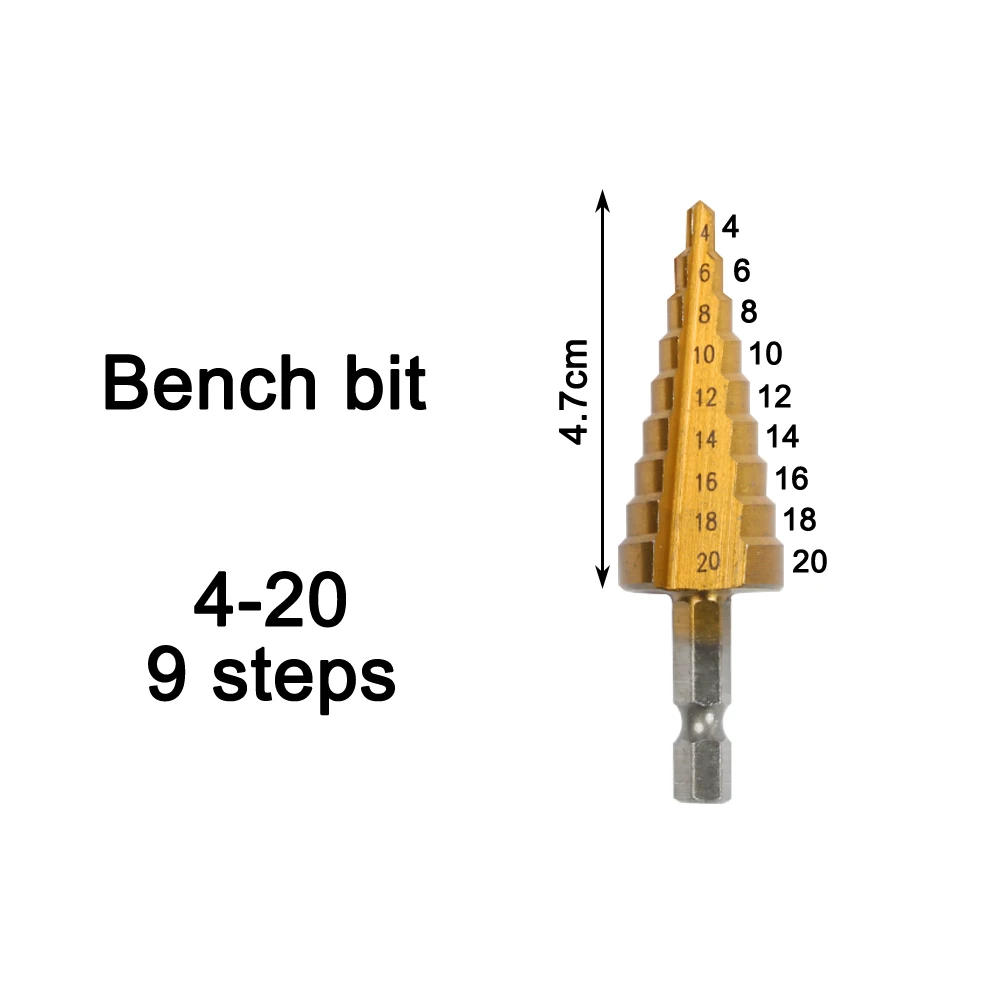 HSS Стальные титановые ступенчатые сверла 4-12 мм 4-20 мм 4-32 мм ступенчатые конусные режущие инструменты сталь Деревообработка Дерево Металл 4-12/20/32 с сумкой