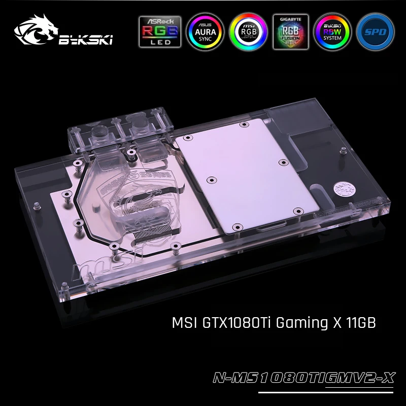 Bykski N-MS1080TIGMV2-X полноэкранная Графическая карта блок водяного охлаждения RGB/RBW для