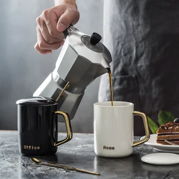 

Ceramic Cup Creative Practical Gift with Lid Spoon Mug Coffee Cup c