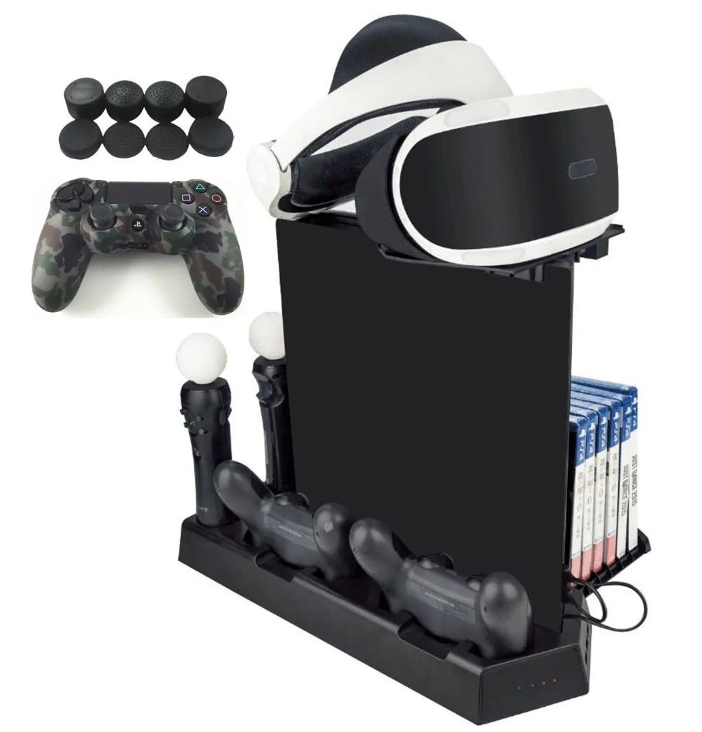 PS4 Vertical Stand Cooling Fan Controller Move Charging Dock Station Kit for PS4 Slim/PS4 Pro