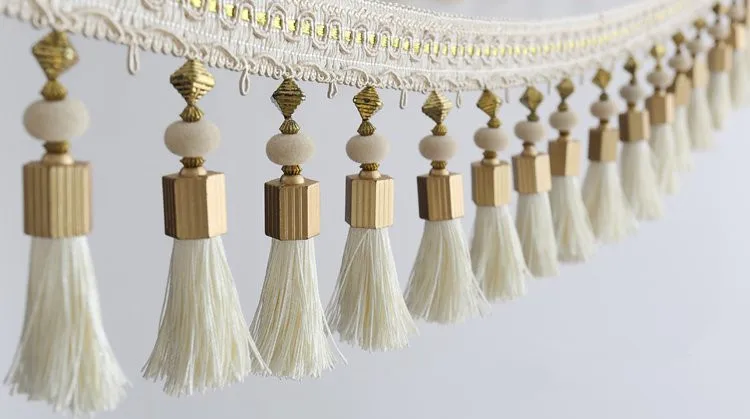 High Grade Lace Curtain Tassel Hanging Ear Crystal Beads Lace