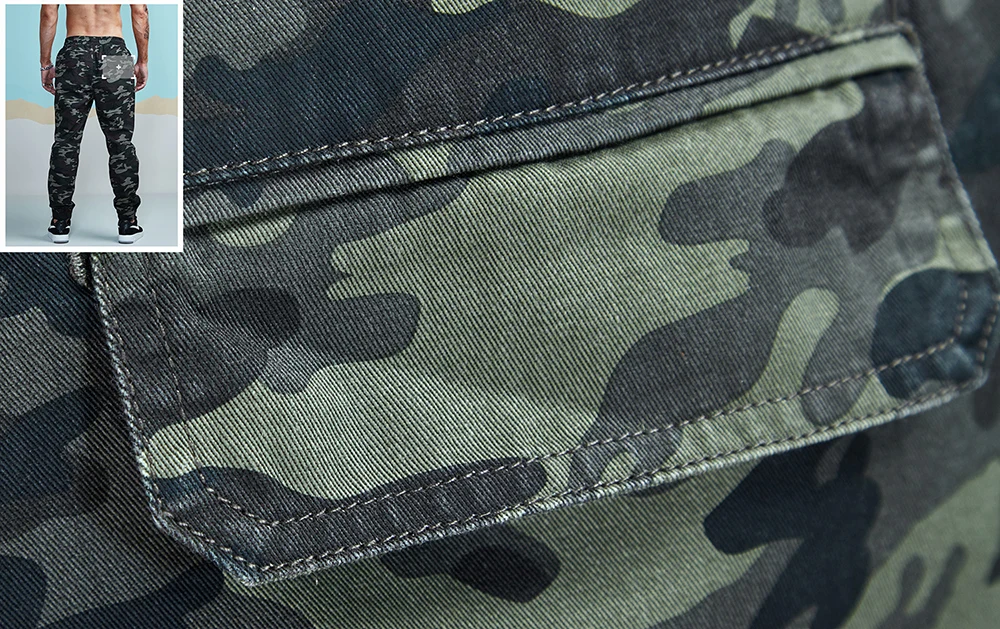 Aimpact Camo Чино брюки для Для мужчин Cotton Jogger человека оборудованная трассировки твил Повседневные штаны Мужской камуфляж Открытый Пеший