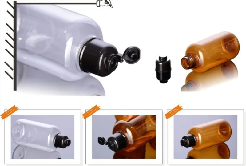 1 шт. 100/200/300 мл контейнер прозрачная бутылка эмульсионный насос Черный Флип бутылки для многоразового использования пространство шампунь косметический лосьон пустой