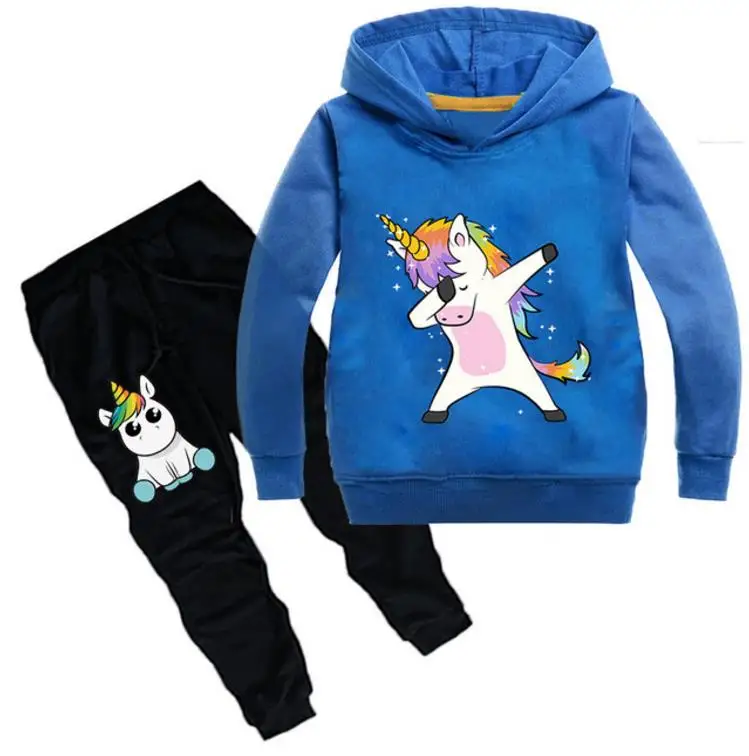 New Children's Set Children's Hoodies+ Pants 2 Pcs Tracksuit Boys And Girls Spring Autumn Unicorn Take Off Gesture Clothing Set - Цвет: style 9