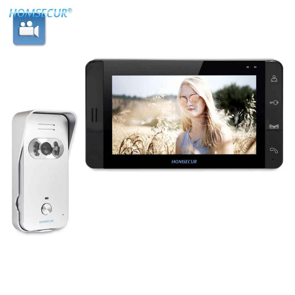 

HOMSECUR 7" Wired Hands-free Video Door Entry Security Intercom+Silver Camera TC021-S+TM703R-B