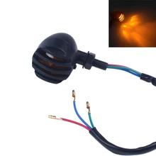 2pcs Retro retrofit turn signal old school style all metal black plating direction signal indicator Amber color For Harley