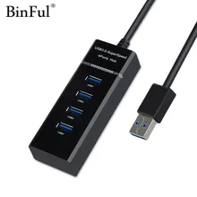 BinFul usb-хаб 3,0 внешний 4 USB порт питания для Windows Mac Linux ноутбук 4 порта s usb разветвитель со светодиодный HUB-USB