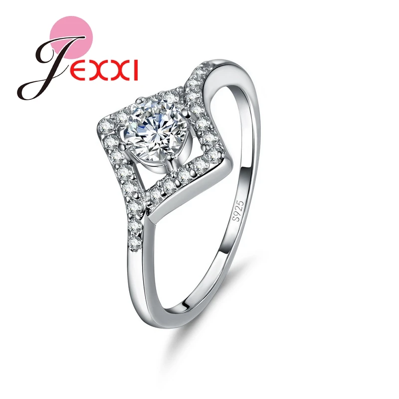 High Quality Special Rhombus 925 Sterling Silver Women Engagement Rings With Full AAA+ Austrian Rhinestone Fashion Jewelry | Украшения и