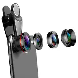4 в 1 линза для телефона 0.63X Широкий формат макро объектива Рыбий глаз телефото зум-объектив для samsung S8 S9 плюс телефон Камера объектив Kit