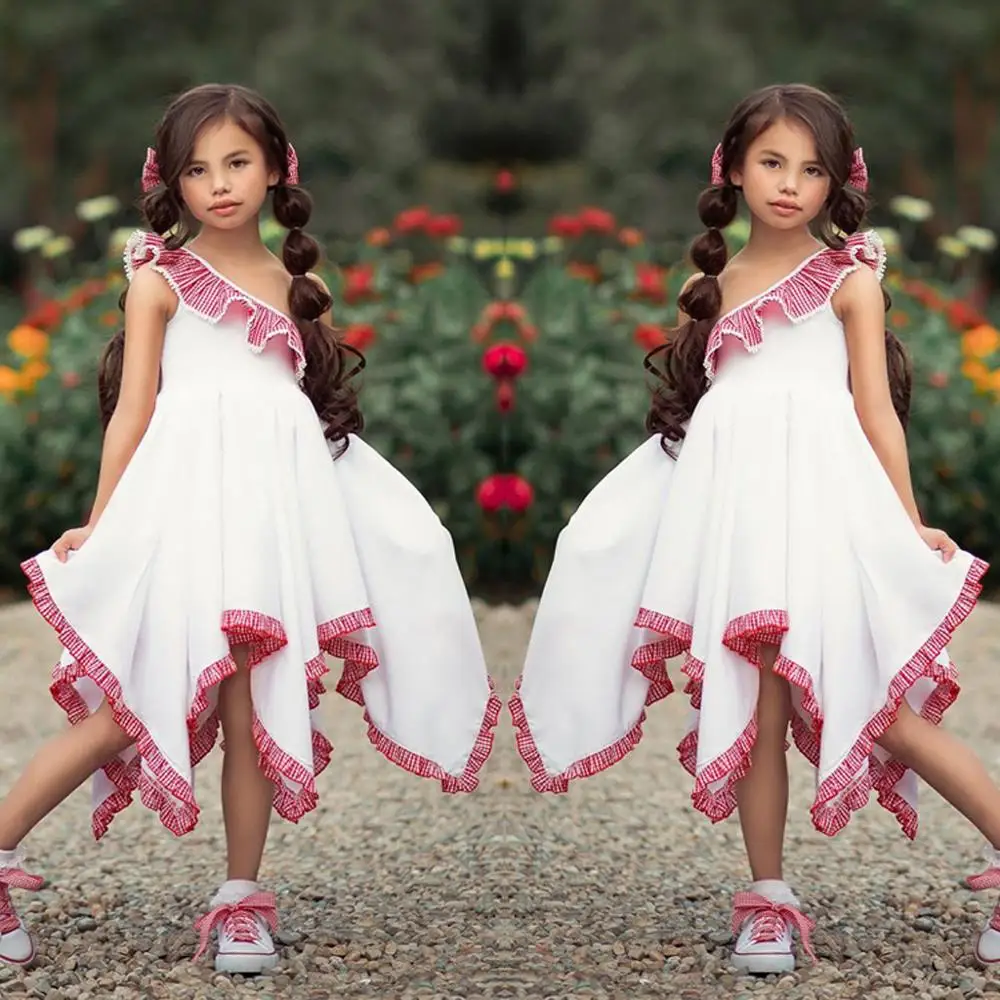 

2019 Lovely Summer Toddler Baby Kids Girls Sleeveless Ruched Dress Princess Dresses Clothes Set
