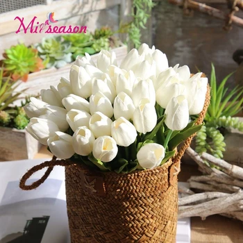 

10pcs/lot mini tulips flower real touch pu wedding flower bouquet artificial silk flowers for home party decoration rural flower