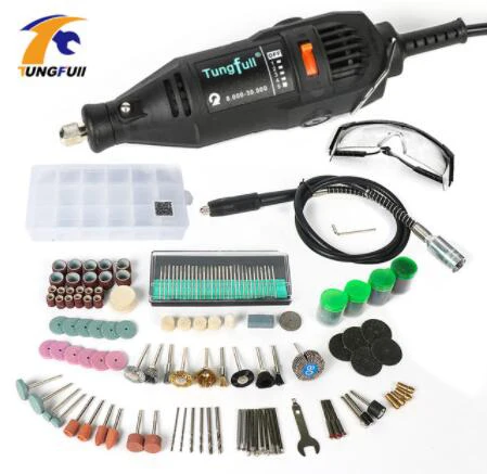 Электрическая мини-дрель для Dremel, 220 В, diy, 361 шт., аксессуары для вращающихся инструментов, электроинструменты для резки, шлифовки, резьбы, полировки - Цвет: 195pcs