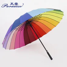 24K полуавтоматический Радужный большой зонт ветрозащитные модные большие длинные ручки прямые красочные радужные зонты-карандаши
