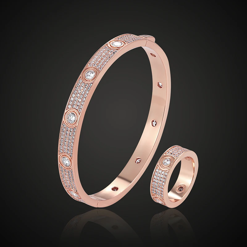 Роскошный бренд Theresa, полностью покрытый микро цирконием браслет с кольцом, классический браслет, модное ювелирное изделие для everbody