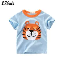 

27kids 2-9Year Baby Newborn Boys Short Sleeve T Shirt For Summer Children Kids Tops Tees T-Shirts Tiger Lion Pattern Girls Shirt