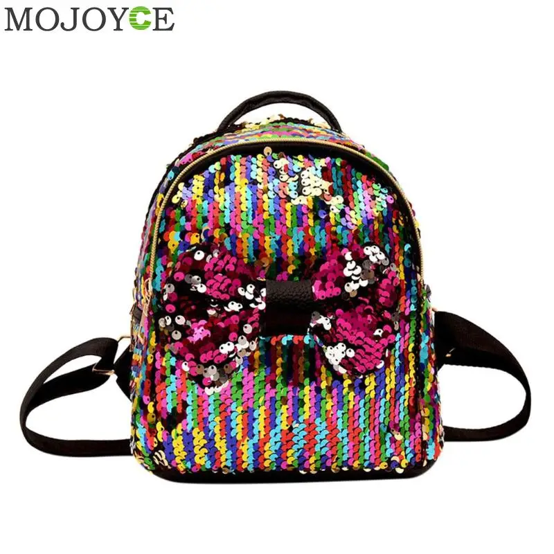 

Mini Shining Sequins Backpack Bowknot Women Backpacks Cute Party Design for Teenager Girls Small Travel Shiny Travel Schoolbag