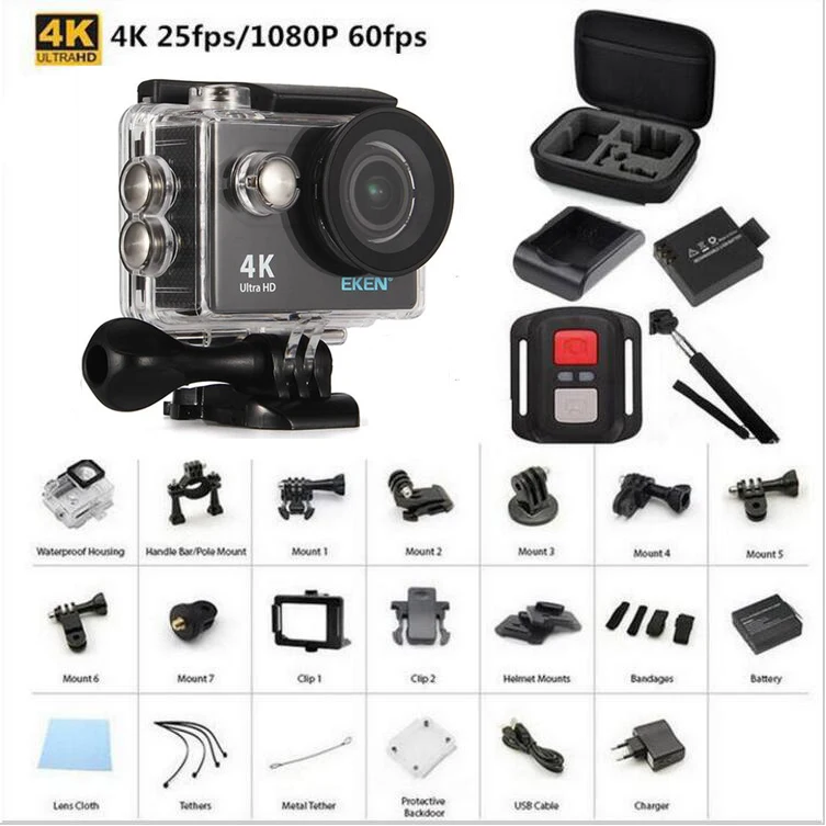 Original EKEN H9 / H9R remote Sport Action camera Ultra HD 4K WiFi 1080P Sport 2.0 LCD 170D Helmet Cam go waterproof pro camera