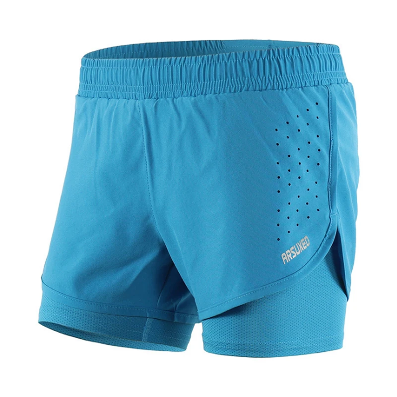 

Women Quick Dry Sports 3" Running Shorts Active Training Exercise Jogging 2 IN 1 Shorts With Longer Liner 5 Colors