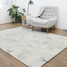 Ковер в скандинавском стиле из натуральной воловьей кожи, геометрический Коврик для гостиной, спальни, Настольный коврик для чая ручной работы, комбинированные ковры OJ 12