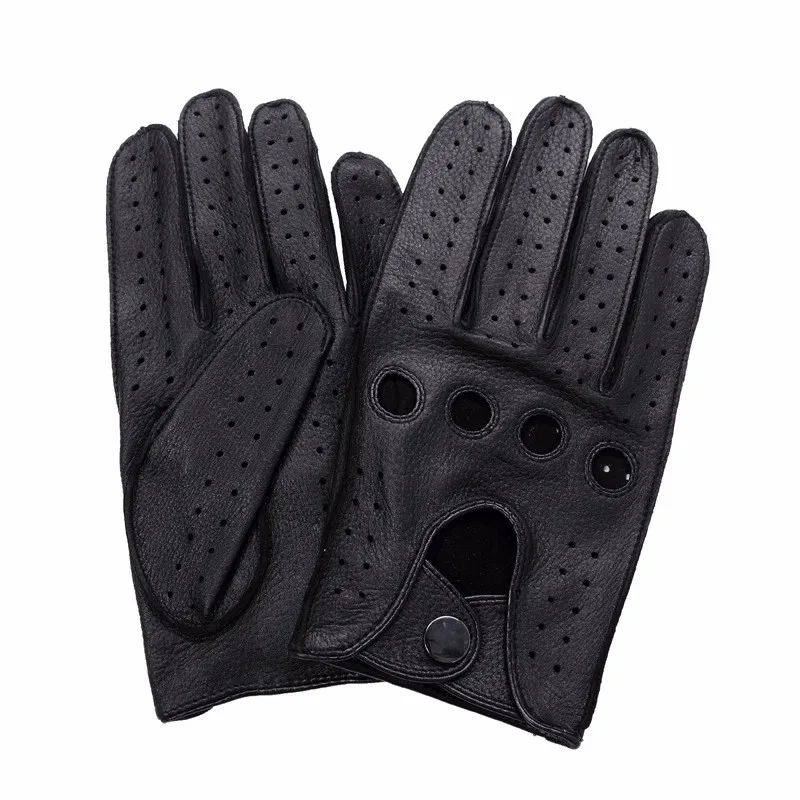 Высококачественные мужские перчатки из оленьей кожи без подкладки для вождения, дышащие перчатки из натуральной кожи, осенние мужские