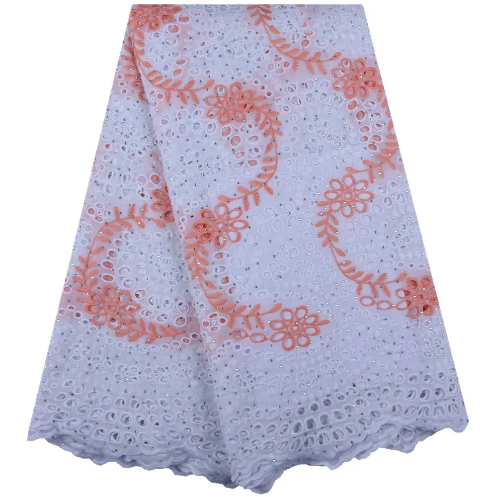 

New Arrival African Nigerian Tulle Lace Fabric High Quality Swiss Voile Lace In Switzerland With Stones For Every Dress F1657