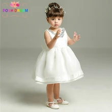 От 1 до 12 лет для крещения, цвета слоновой кости, платья принцессы Платье для маленьких девочек на день рождения 1 год детское платье юбка-пачка платье для новорожденного ребенка Свадебная вечеринка платье