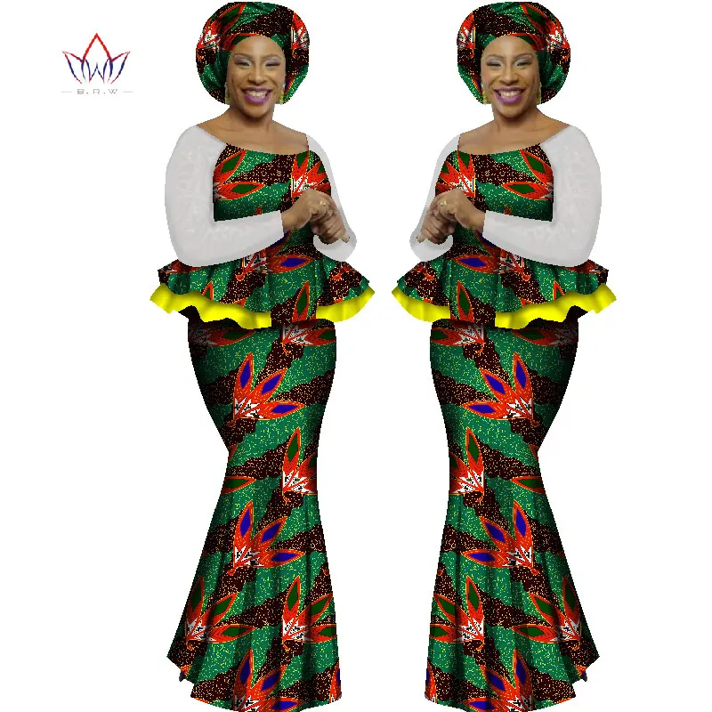 Летнее женское платье, платья, африканская одежда, Женский комплект 2 шт., африканские платья для женщин, с длинным рукавом, макси юбка с принтом, 6XL, WY1562