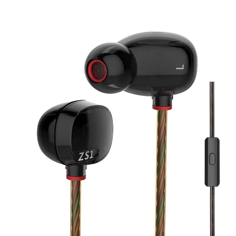 Плотным верхним ворсом KZ ZS1 наушник динамический In ear Hi Fi наушники шумоподавление