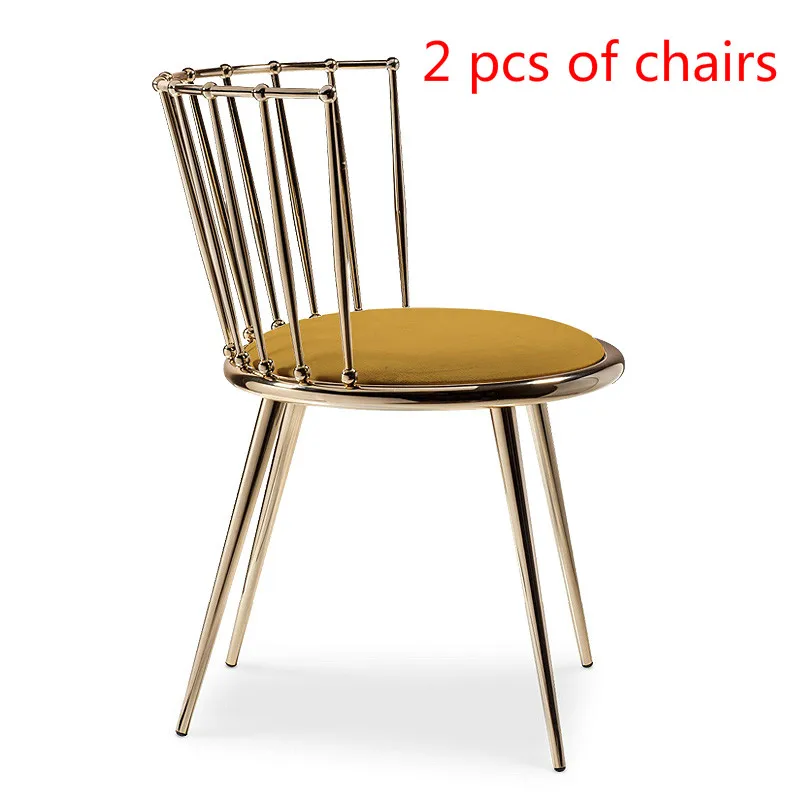 2 pcs Fashion Nordic Gold Iron Chair modern design dressing table chairs metal steel chair makeup stool Multicolor mat