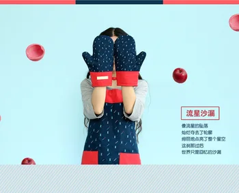 

Kawaii cute star sky insulated Set Thick cotton oven gloves Anti-scald temperature insulated gloves Heat insulation pad fashion