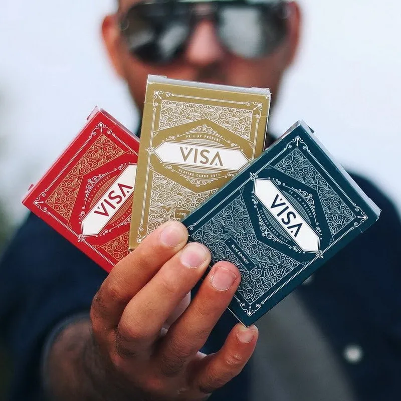 1 колода Visa синие или красные серебряные игральные карты покер размер USPCC