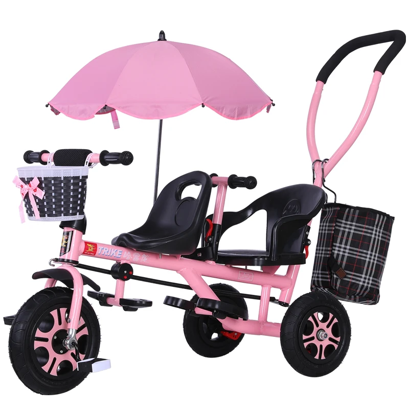 

Twin children's tricycle double baby bicycle baby light trolley large stroller