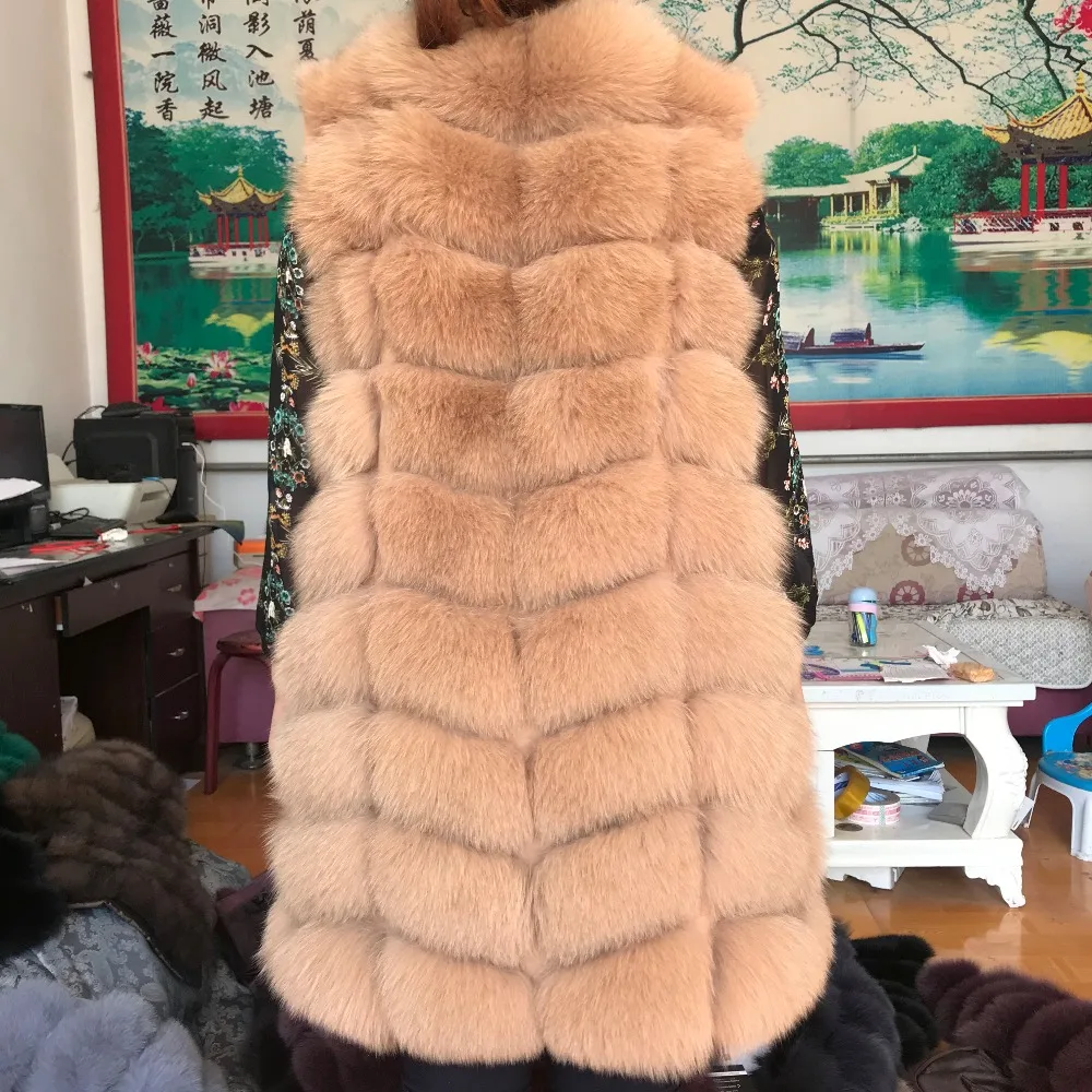 Cm Gilet Red Renard Longue Manche 01 90 Vraie De 02 Brown Veste Manteau Nouvelle Vêtements Hiver Réel Dark 03 Femme 08 Blue D'extérieur Grey Khaki Paragraphe 06 Fourrure Light Grey 05 White 2018 Sans Automne 07 0qIFt0