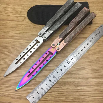 

440 Stainless Steel knife butterfly in knife training knife trainer Magnetic switch engrave handle