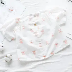 2018 для маленьких девочек хлопковая блуза рубашка детская одежда лето мода Фрукты Ананас с принтом короткий рукав блузки, рубашки
