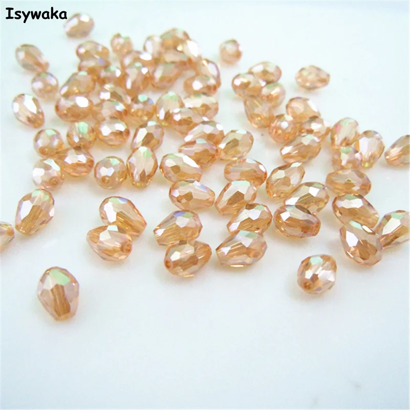 

6*8mm 70pcs Light Coffee AB Color Faceted Teardrop Austria Crystal Bead Waterdrop Beads Loose Spacer Bead for DIY Jewelry Making