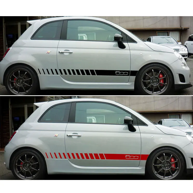 

Decal Sticker Vinyl Side Stripes for Fiat 500 Abarth Racing Rocker Light Chrome da-rt789