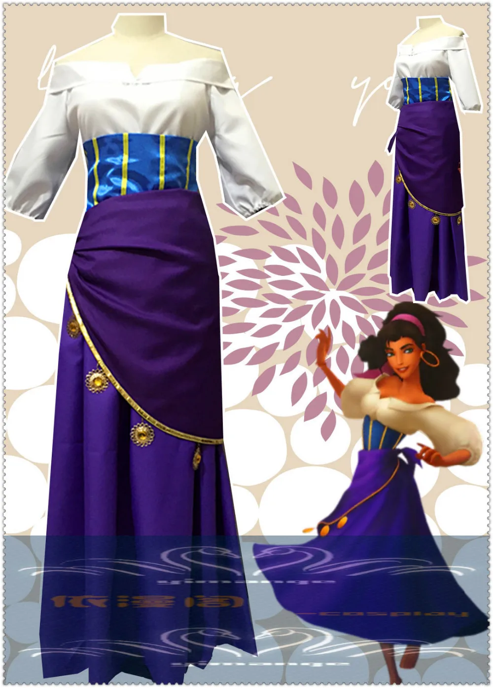 The Hunchback of Notre Dame Esmeralda Cosplay Costume Purple Dress 11