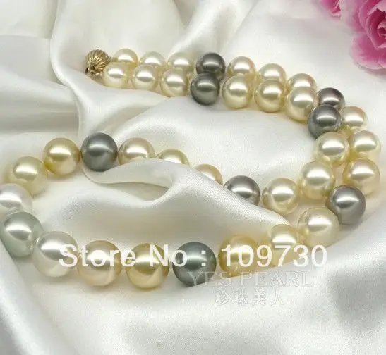 

Jewelry 001724 CLASSIC 11-12MM AAA SOUTH SEA MULTICOLOR PEARL NECKLACE 18INCH 14KGP